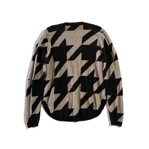 Belle By Belldini Womens Size XL Houndstooth Gold Button Shoulder Trim Sweater - Picture 8 of 8